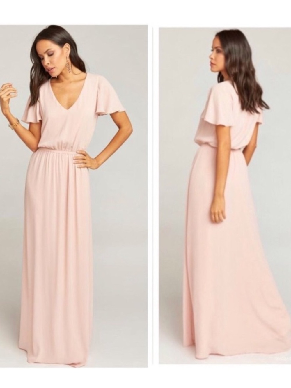 Show Me Your MuMu Blush Pink Flutter-Sleeve Maxi Dress Womens Formal Gown